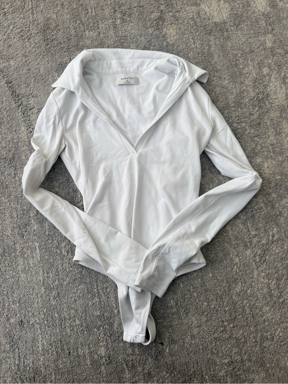 Aritzia White Long-Sleeve Polo Bodysuit